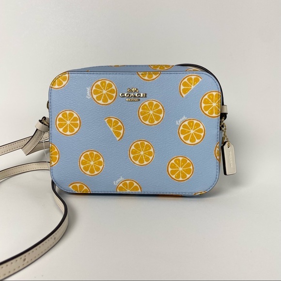 Coach Oranges Mini Camera Crossbody Bag with Orange Citrus Print in Blue - Picture 2 of 9